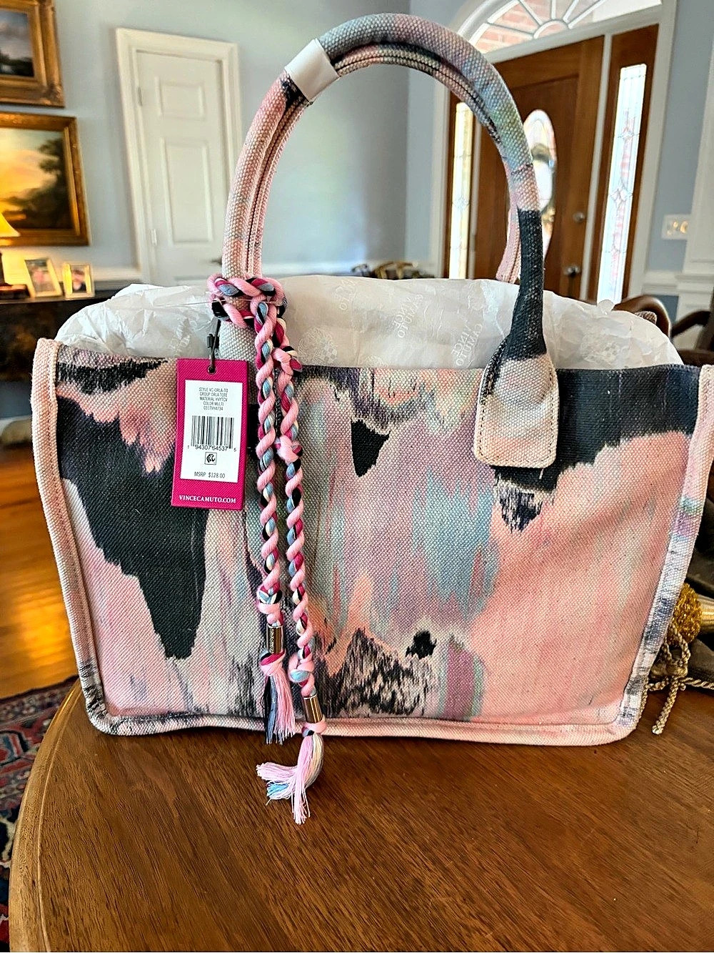 Vince Camuto Orla Tote Abstract Pink & Black NWT